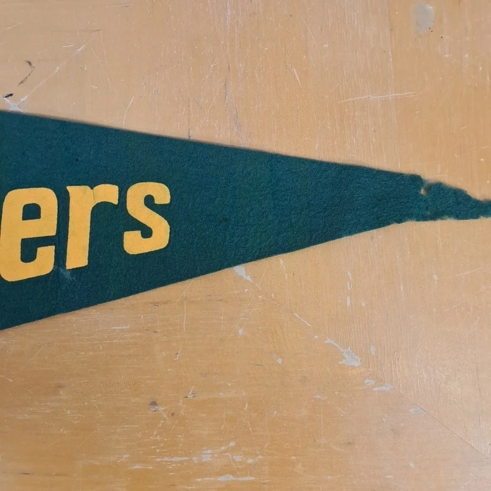 Vintage 50s & 1997 set of 2 Green Bay Packers NFL team wool & felt pennants